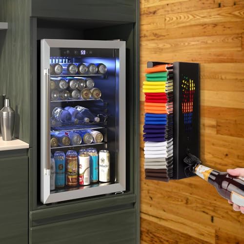 CRAKTH 2 in 1 Can Cooler Holder with Bottle Opener, Beer Can Sleeves Storage Organizer and Dispenser for Home Family Bar, Metal, 12", Christmas Gifts for Men Dad - Image 2