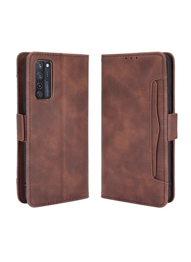 HuHa Case Cover For ZTE Axon 20 5G / Axon 20 4G Wallet Style Skin Feel Calf Pattern Leather Case with Separate Card Slots(Brown) 
