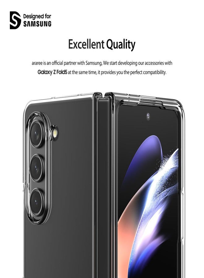 araree Nukin Samsung Galaxy Z Fold 5 Case, Clear Case Cover Transparent Ultra Thin Cover Slim Sturdy Scratchproof Hard PC Phone Case Minimalist Solid Sleek Designed for Galaxy Z Fold 5 5G - Black - Image 3