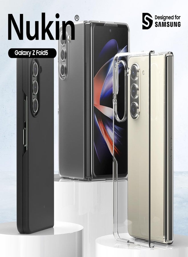 araree Nukin Samsung Galaxy Z Fold 5 Case, Clear Case Cover Transparent Ultra Thin Cover Slim Sturdy Scratchproof Hard PC Phone Case Minimalist Solid Sleek Designed for Galaxy Z Fold 5 5G - Black - Image 2