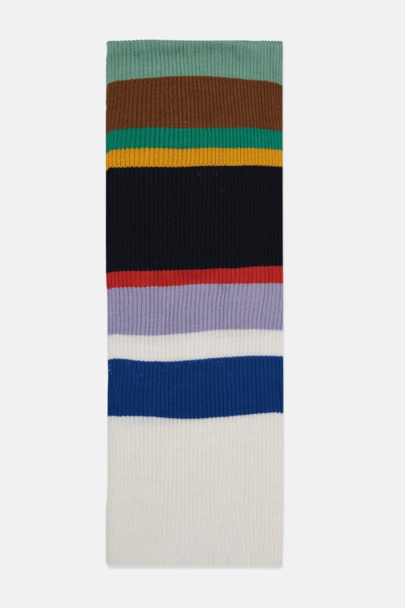 Tchibo Women Knitted Scarf, White and Navy and Brown and Green  - Image 2
