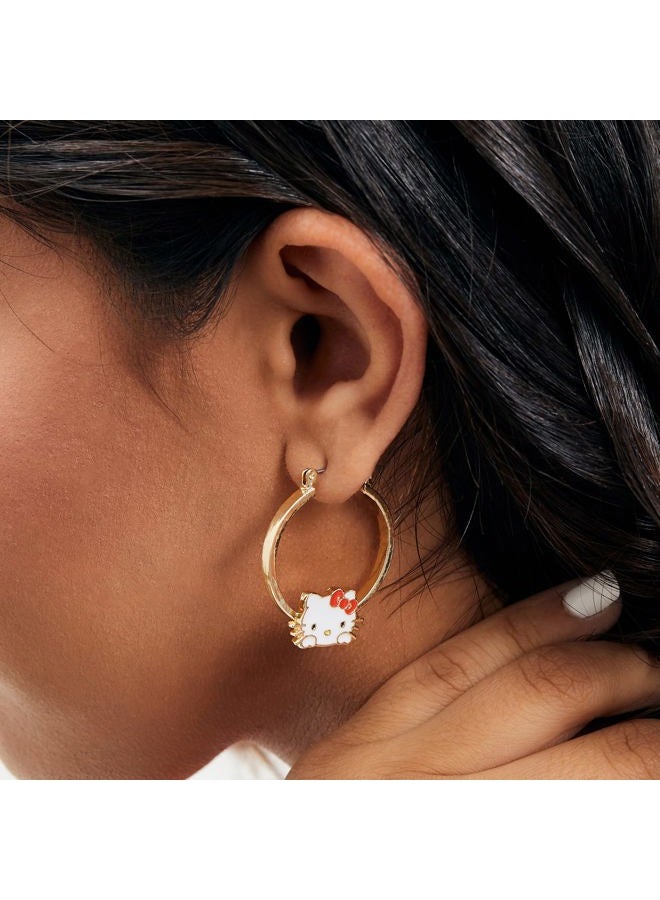 SALLY ROSE Hello Kitty Womens Hoop Earrings - Plated Yellow Gold Hello Kitty Earrings - Hello Kitty Jewelry - Hello Kitty Accessories, Yellow Gold, No Gemstone - Image 2