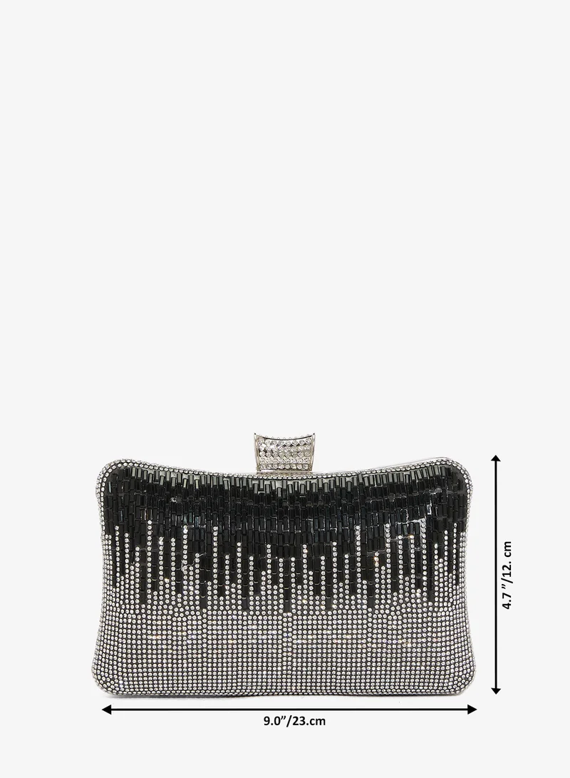 Khizana  Silver Rhinestone Detailed Embellished Clutch for Women | Best Price UAE