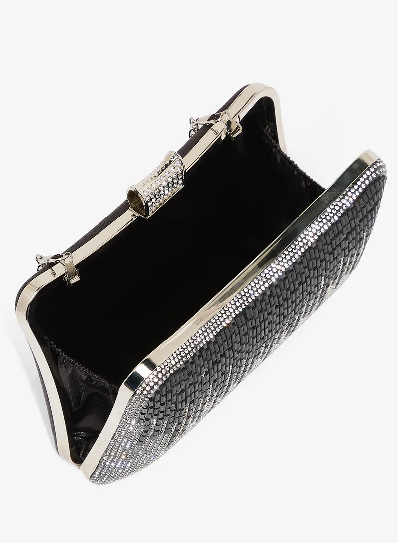 Khizana  Silver Rhinestone Detailed Embellished Clutch for Women | Best Price UAE