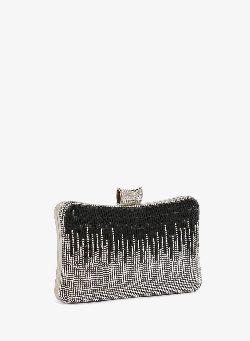 Khizana  Silver Rhinestone Detailed Embellished Clutch for Women | Best Price UAE