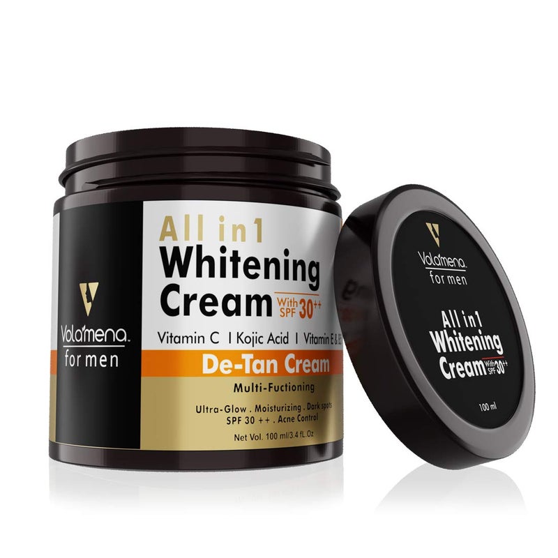 VOLAMENA WITH DEVICE AllinOne Whitening Face Cream for Men SPF 30 with Kojic Acid Vitamin C for Tan Removal Brightening and Skin Protection 100ml - Image 2
