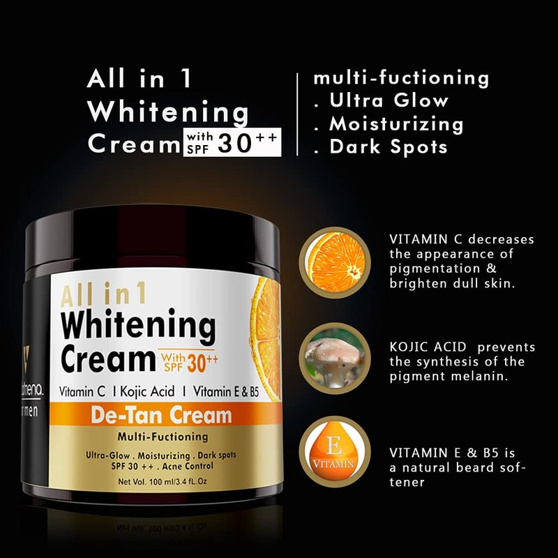 VOLAMENA WITH DEVICE AllinOne Whitening Face Cream for Men SPF 30 with Kojic Acid Vitamin C for Tan Removal Brightening and Skin Protection 100ml - Image 5