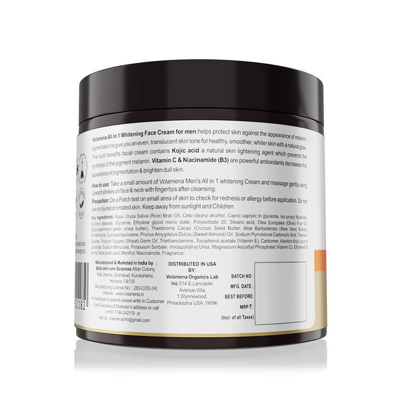 VOLAMENA WITH DEVICE AllinOne Whitening Face Cream for Men SPF 30 with Kojic Acid Vitamin C for Tan Removal Brightening and Skin Protection 100ml - Image 3