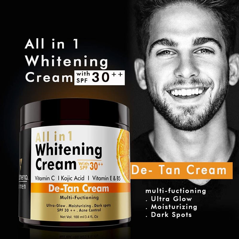 VOLAMENA WITH DEVICE AllinOne Whitening Face Cream for Men SPF 30 with Kojic Acid Vitamin C for Tan Removal Brightening and Skin Protection 100ml - Image 4