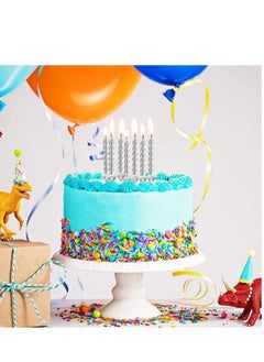 MARKQ 24 Piece Spiral Candles with 12 Piece Holders, Metallic Short Thin Cupcake Cake Candles for Wedding, Anniversary Birthday Party Cake Decorations (Silver)  - Image 3