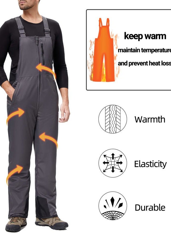 BenBoy Mens Snow Bibs Ski Pants Softshell Waterproof Insulated Ripstop Snowboarding Overalls Winter,HXK8018M-Grey1-XL - Image 3