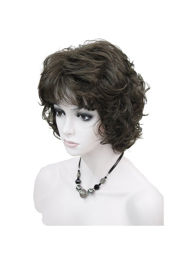 Wiginway Wiginway Short Curly Wavy Synthetic Hairpiece Wigs with Bangs for Women Girls  - Image 2