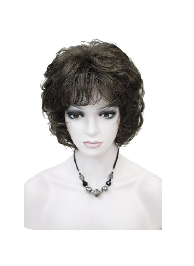 Wiginway Wiginway Short Curly Wavy Synthetic Hairpiece Wigs with Bangs for Women Girls  - Image 1
