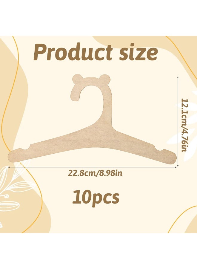 10Pcs Wooden Baby Hangers, Baby Clothes Hangers, Cute Babies Coat Hanger with Bear Ears Closet Organizer, Anti Slip Newborn Hanger for Kids' Coats, Suits, Pants and Jackets - Image 5