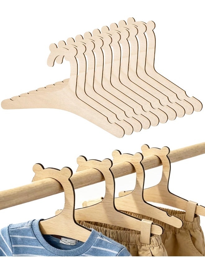 10Pcs Wooden Baby Hangers, Baby Clothes Hangers, Cute Babies Coat Hanger with Bear Ears Closet Organizer, Anti Slip Newborn Hanger for Kids' Coats, Suits, Pants and Jackets - Image 1