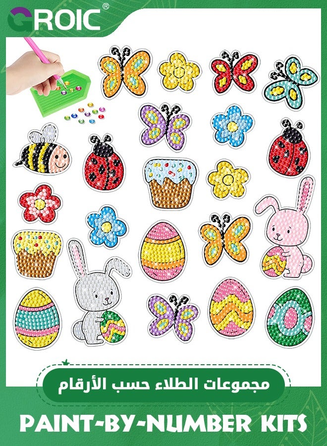 GROIC مجموعات ملصقات الرسم الماسي اللطيفة للأطفال، مجموعة فنون الحرف الماسية، مجموعات ملصقات الرسم الماسي DIY، ملصقات فنية كرتونية لطيفة لصنع الخرز للأطفال - Image 1