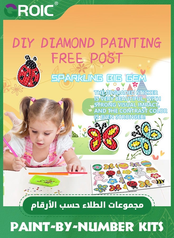 GROIC مجموعات ملصقات الرسم الماسي اللطيفة للأطفال، مجموعة فنون الحرف الماسية، مجموعات ملصقات الرسم الماسي DIY، ملصقات فنية كرتونية لطيفة لصنع الخرز للأطفال - Image 3