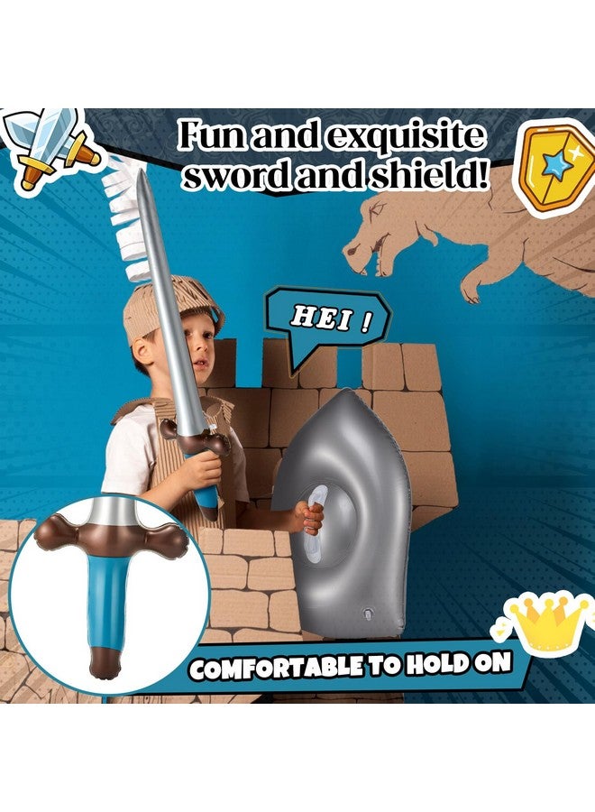 Poen 24 Pcs Inflatable Sword and Shield Knight Party Favors Set Blow up Medieval Sword Shield for Pirate Party Favors Decorations Cosplay Toys Accessories - Image 5