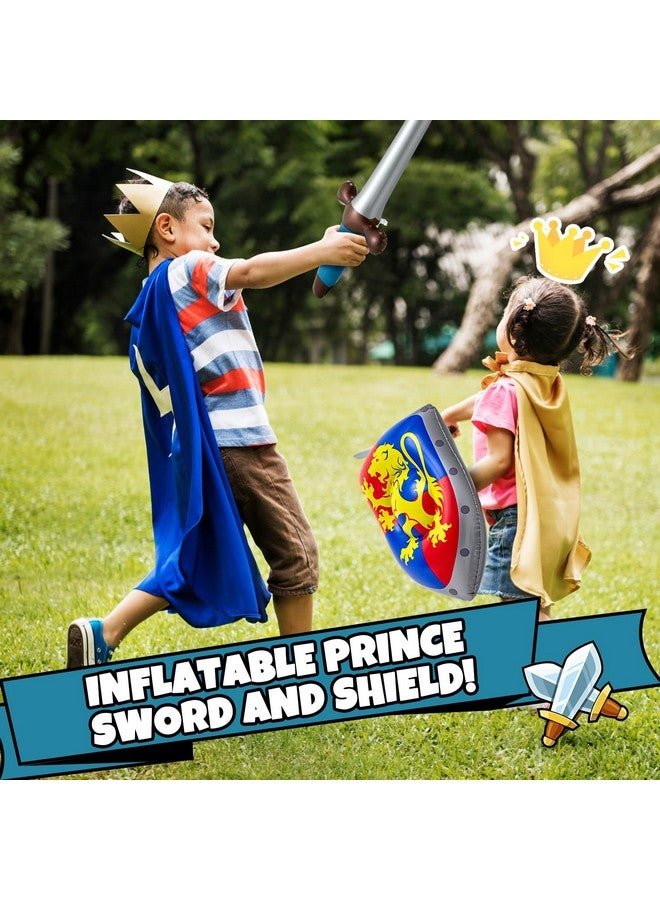 Poen 24 Pcs Inflatable Sword and Shield Knight Party Favors Set Blow up Medieval Sword Shield for Pirate Party Favors Decorations Cosplay Toys Accessories - Image 4
