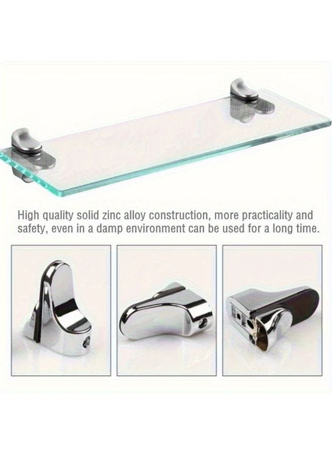 Heavy Duty Adjustable Glass Shelf Bracket Silvery Zinc Alloy Rust Resistant For Kitchen Bathroom - Image 2