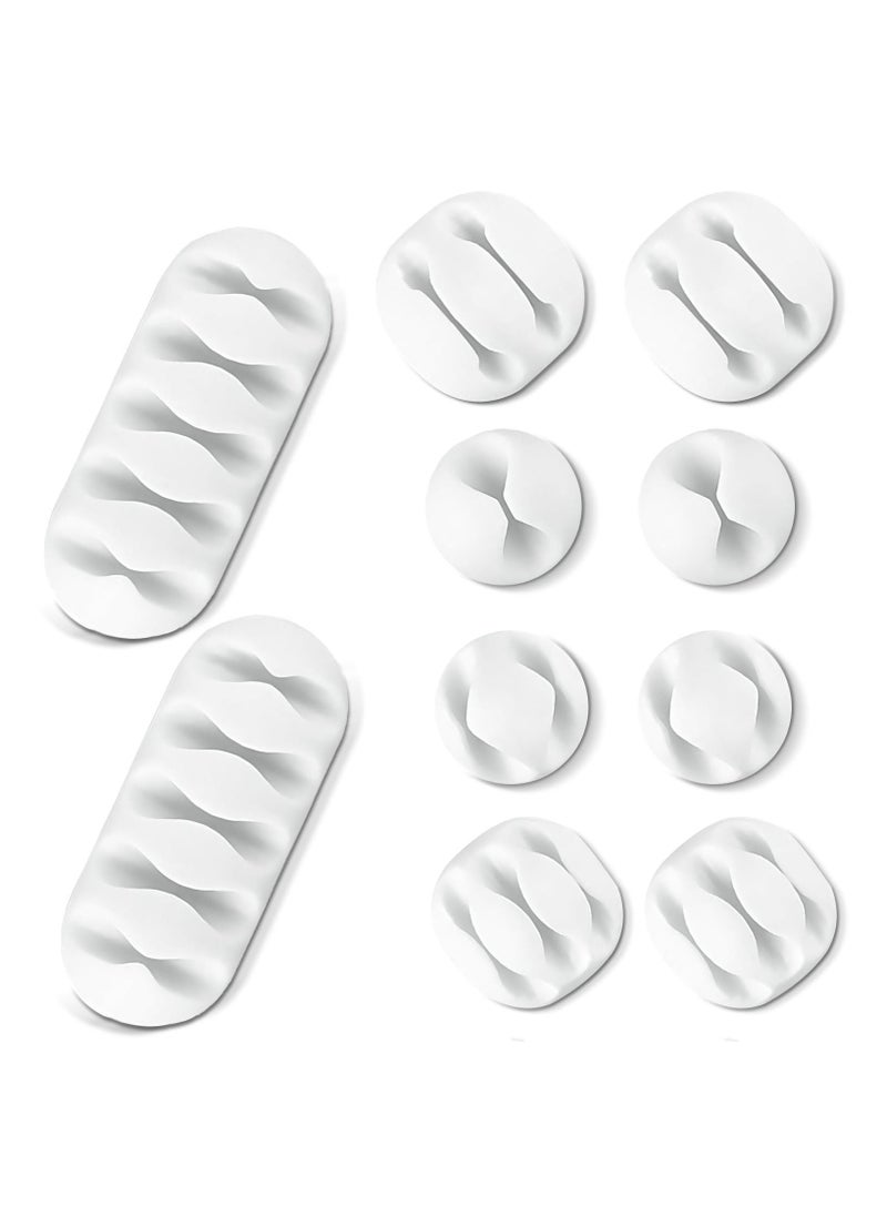 Loquat Cable Holder Clips 10Pcs, Cable Clips Ties Straps10Pcs, Management Self Adhesive Cable Tidy Wire Clips, Desktop Wire Holder, Cord Organizer for Car, Office and Home Holder Cord Organiser -White - Image 2