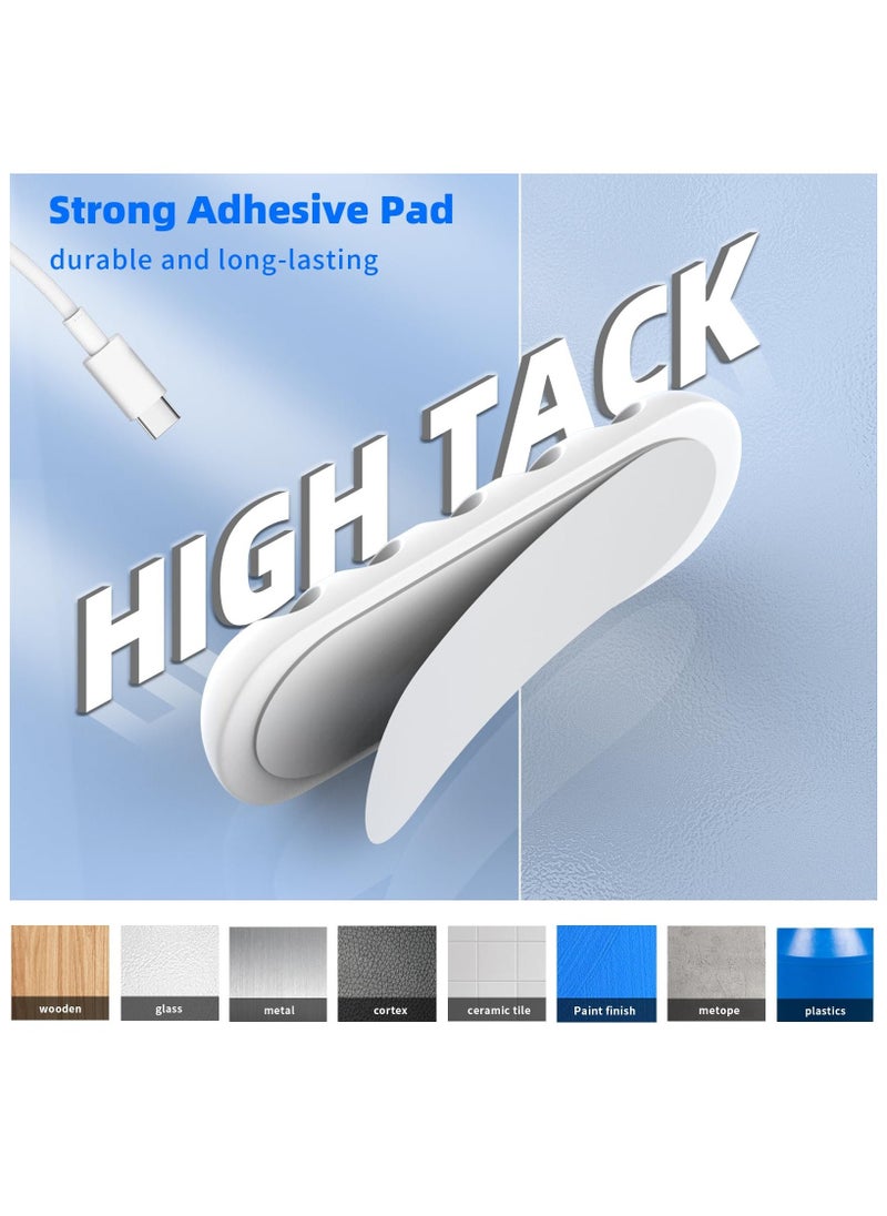 Loquat Cable Holder Clips 10Pcs, Cable Clips Ties Straps10Pcs, Management Self Adhesive Cable Tidy Wire Clips, Desktop Wire Holder, Cord Organizer for Car, Office and Home Holder Cord Organiser -White - Image 3