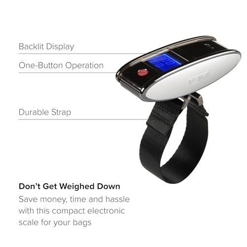 TUMI Scale - Portable, Handheld Digital Luggage Scale - Suitcase Scale Weighs Pounds & Kilograms - Holds up to 100 Lb - Gun Metal/Black - Image 3