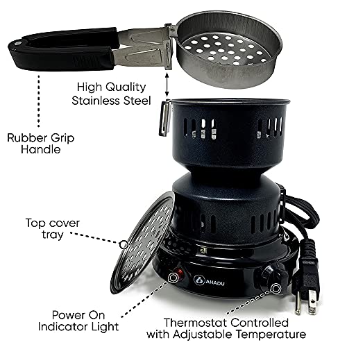 AHADU Premium Electric Charcoal Burner Coconut Coal Starter Hibachi Smart Overheating Control. Instant Coal Disk Tablet Fire Starter. Perfect Stove for Outdoor camping BBQ -Comes with Free Tong/Handle - Image 4