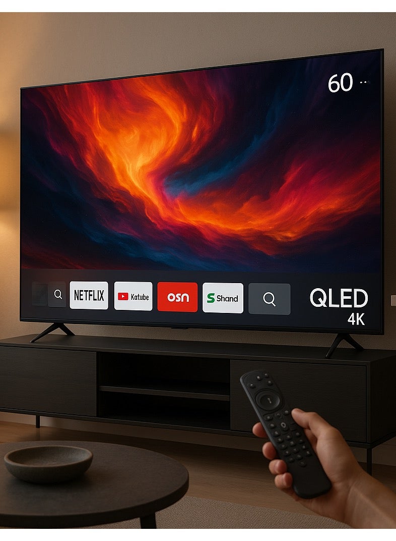 سرين شاشة SREEN 60 بوصة QLED 4K سمارت WebOS بدون إطار مزودة بريموت ذكي ودعم Netflix وYouTube - Image 3
