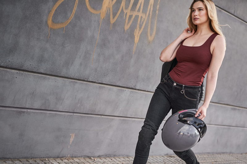 SHIMA جينز دراجة نارية شيماء ديفون - بنطلون ركوب ضيق مرن مع تعزيزات فايبر كيو إل، واقيات ركب وورك CE (نساء، أسود، 30 طويل) - Image 4