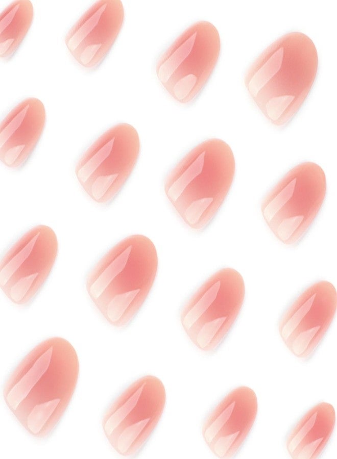 YoYoee 24Pes Short Oval Press on Nails - Nude False Nails Gradient Fake Nails Glossy Full Cover Nails Tips for Women - Image 4