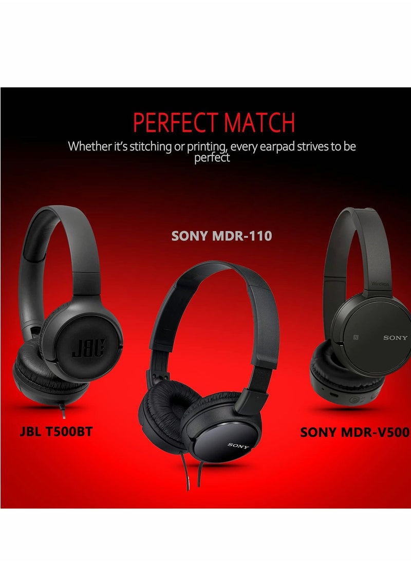 SYOSI - Universal Replacement Ear Pads for Sony MDR-ZX110/MDR-ZX330BT/V150/WH-CH500; JBL Tune 600bt/T500BT/T450BT &Many Other 70MM Round On-Ear Headphones(List Inside), Black, 1 Pair, Left and Right - Image 1