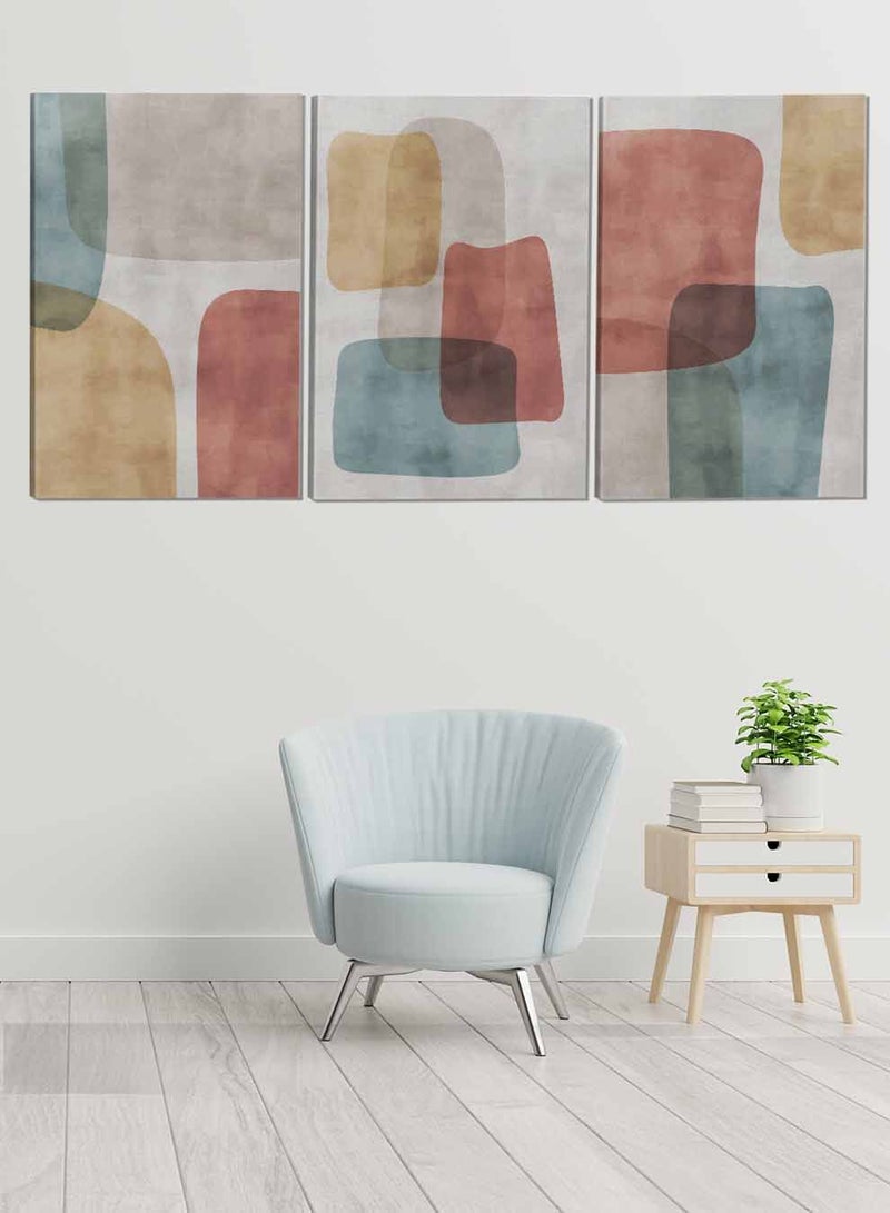 LOWHA Set Of 3 Framed Canvas Wall Arts Stretched Over Wooden Frame Abstract Paintings For Home Living Room Office Decor - Image 1