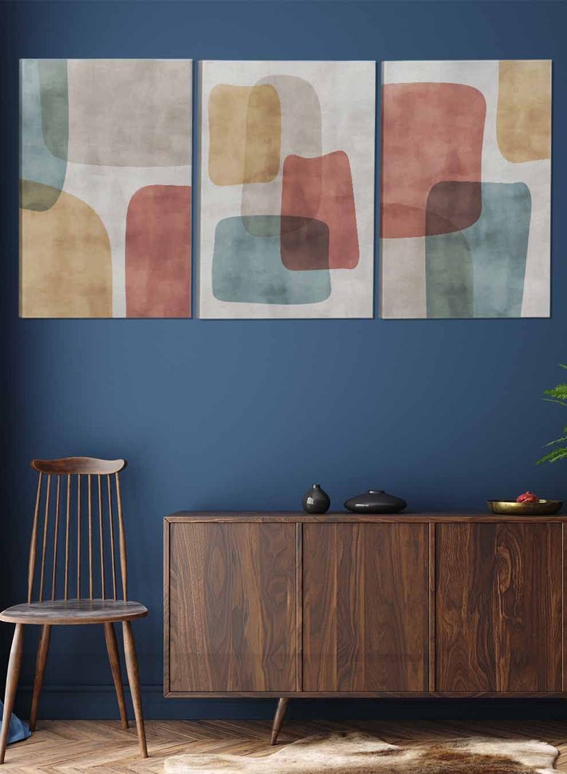 LOWHA Set Of 3 Framed Canvas Wall Arts Stretched Over Wooden Frame Abstract Paintings For Home Living Room Office Decor - Image 2