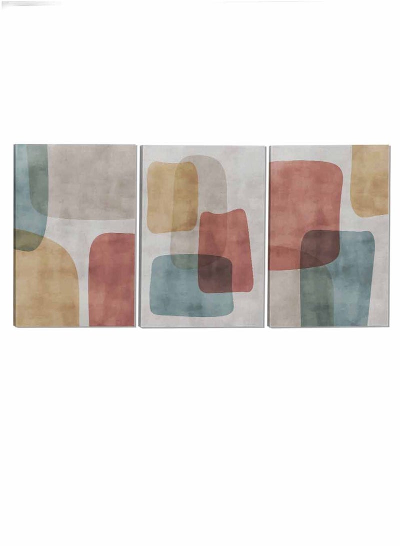 LOWHA Set Of 3 Framed Canvas Wall Arts Stretched Over Wooden Frame Abstract Paintings For Home Living Room Office Decor - Image 4