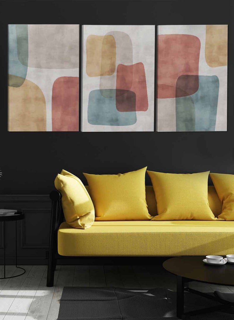 LOWHA Set Of 3 Framed Canvas Wall Arts Stretched Over Wooden Frame Abstract Paintings For Home Living Room Office Decor - Image 3