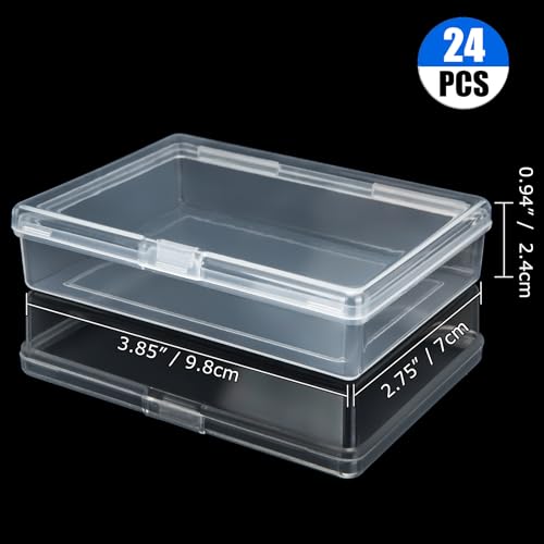 APACALI 24PCS Playing Card Case Clear Plastic Gaming Game Card Holder Organizer, Snaps Closed Clear Card Box Small Hard Plastic Card Storage Box, Empty Trading Card Storage Box 3.8x2.7x0.82 Inch - Image 2