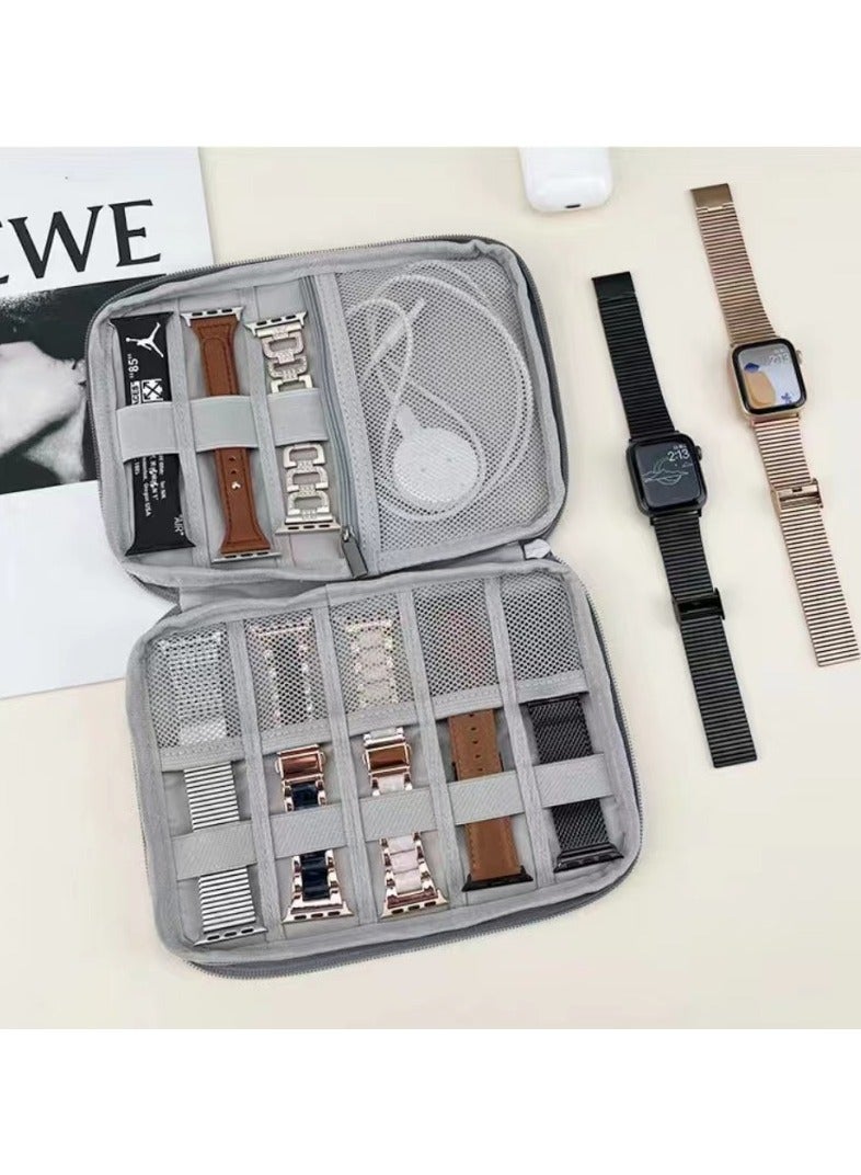 Apple Watches, Huawei Watches, Xiaomi Watches Watch Strap Data Cable Storage Bag Watch Strap Dial Portable Storage Bag 21*16*2.5cm Navy Blue  - Image 4