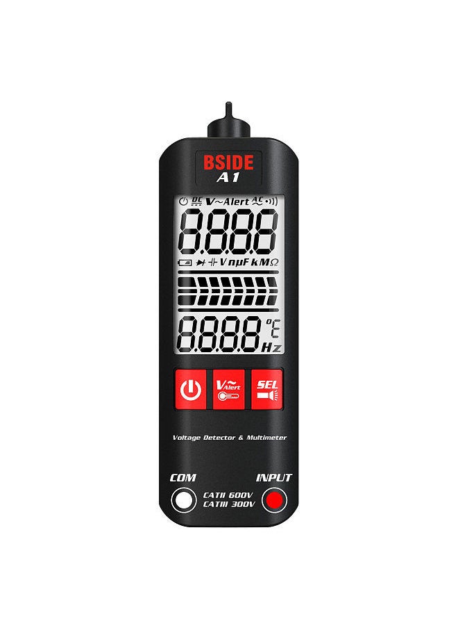 BSIDE A1 Mini Multimeter LCD Digital Tester Voltage Detector 2000 Counts DC/AC Voltage Frequency Resistance NCV Continuity Live Wire Neutral Wire Check True RMS Meter