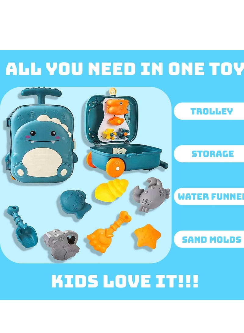 Excefore Beach Toys for Toddlers, Toddler Sand Toys Set with Water Wheel, Animal Molds, Watering Can, Sand Scoop in Cute Dinosaur Case | Essential Summer Travel & Bathtub Toys for Kids - Image 3