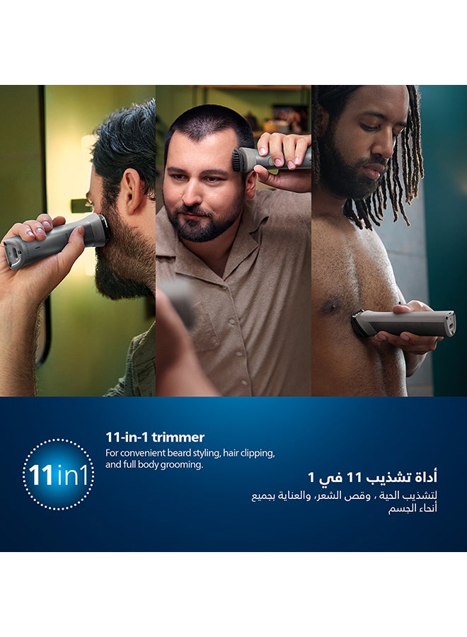 Philips All-in-One Trimmer MG5930/15,11-in-1 Face, Hair & Body Grooming,Nose & Ear| 120min Cordless, Showerproof Grey - Image 4