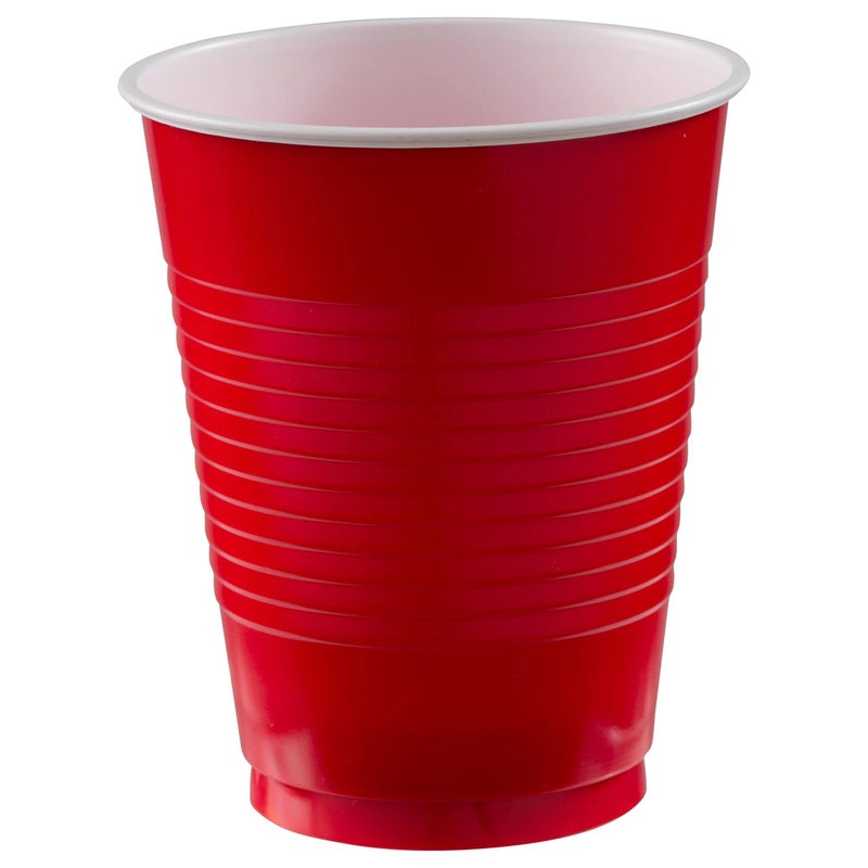 Amscan Premium Apple Red Plastic Cups (18 oz) 50 Count - Stackable  Heavy-Duty & Eco-Friendly Party Drinkware  Vibrant Color & Ultimate Durability