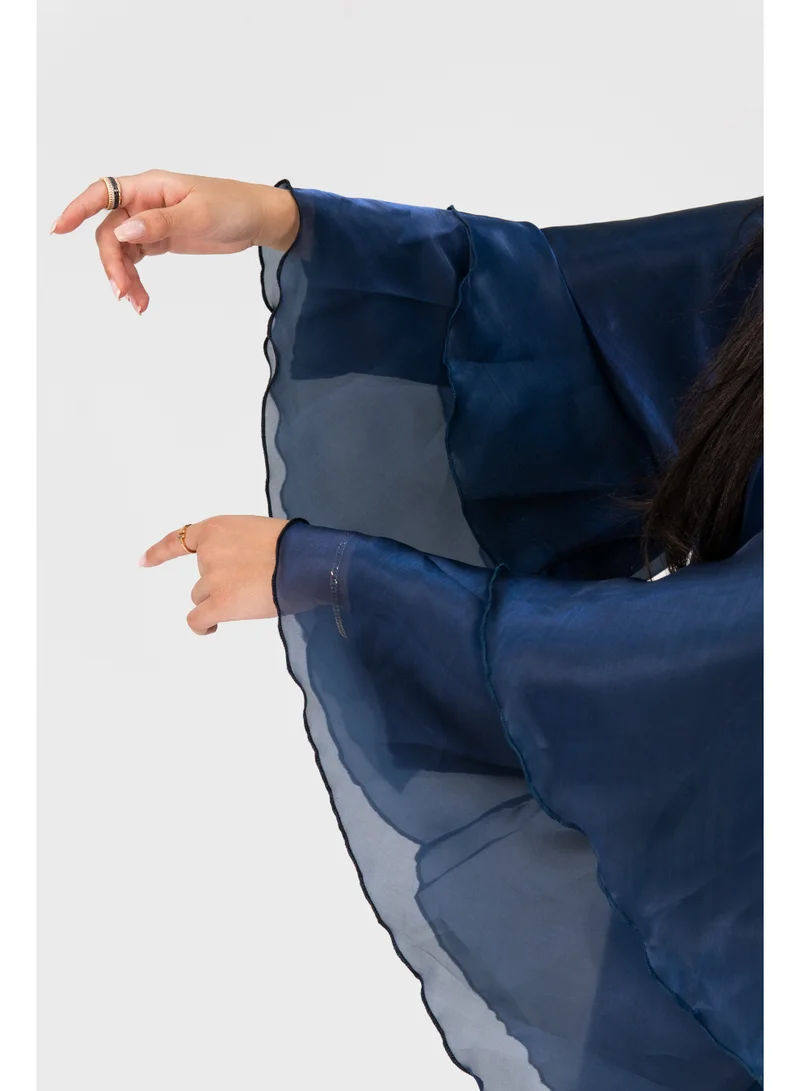 Ophelia Dreamy Abaya for Women | Navy Bloom Floral Design | Modest Wear Long Abaya | Elegant & Flowy