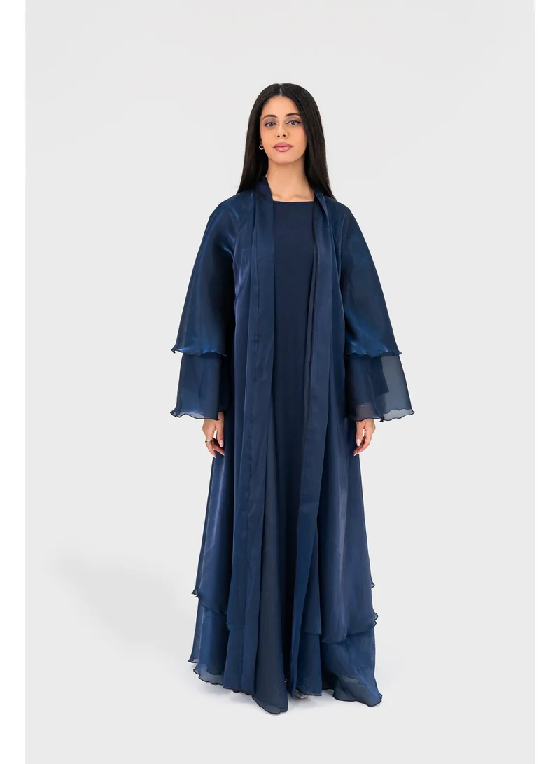 Ophelia Dreamy Abaya for Women | Navy Bloom Floral Design | Modest Wear Long Abaya | Elegant & Flowy