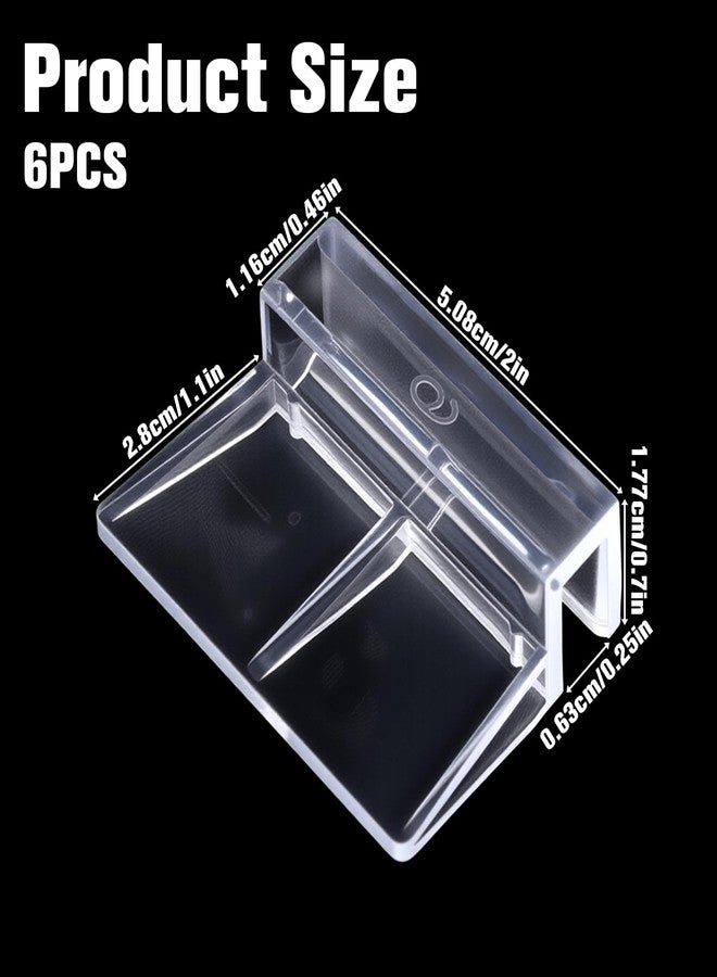 Ajcotahm 6 PCS Aquarium Lid Clips, 6mm Clear Acrylic Aquarium Lid Holder Fish Tank Cover Support Clamps for Rimless Aquariums - Image 2