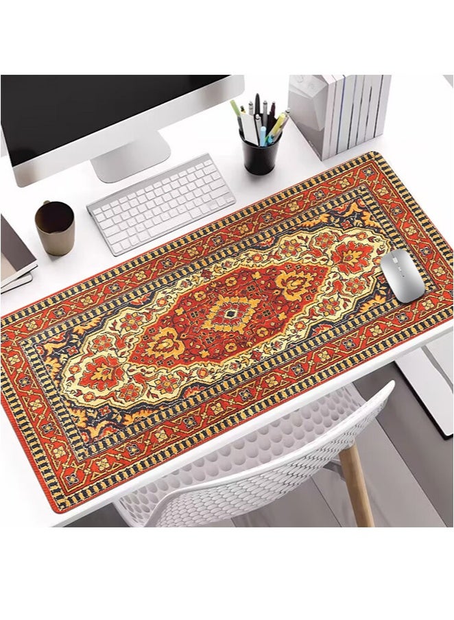 Persian pattern/Moroccan/retro/ethnic style large desktop mouse pad, waterproof gaming mouse pad, 800 x 300 x 3mm, 31.5 x 11.8 x 0.157 inches, gaming mouse pad, non slip desk pad, XL gaming mouse pad, thick rubber desk pad mouse pad, suitable for gaming, office and home use - Image 1