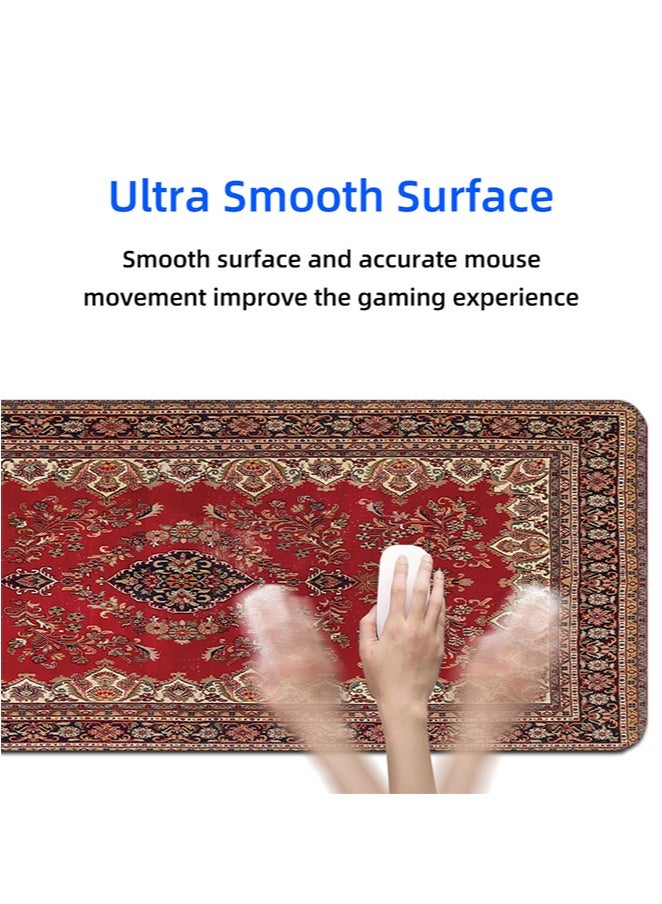 Persian pattern/Moroccan/retro/ethnic style large desktop mouse pad, waterproof gaming mouse pad, 800 x 300 x 3mm, 31.5 x 11.8 x 0.157 inches, gaming mouse pad, non slip desk pad, XL gaming mouse pad, thick rubber desk pad mouse pad, suitable for gaming, office and home use - Image 2
