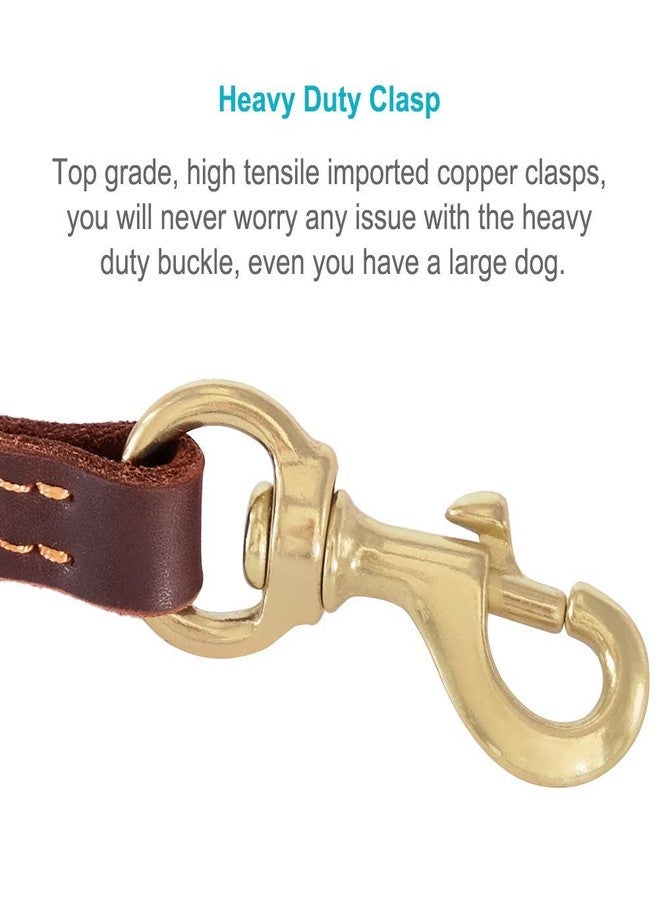 FAIRWIN Leather Dog Leash 6 Foot - Dog Training Leash Heavy Duty Dog Lead for Large Medium Small Dogs (M - 6 ft x 5/8 inch, Reddish Brown) - Image 2