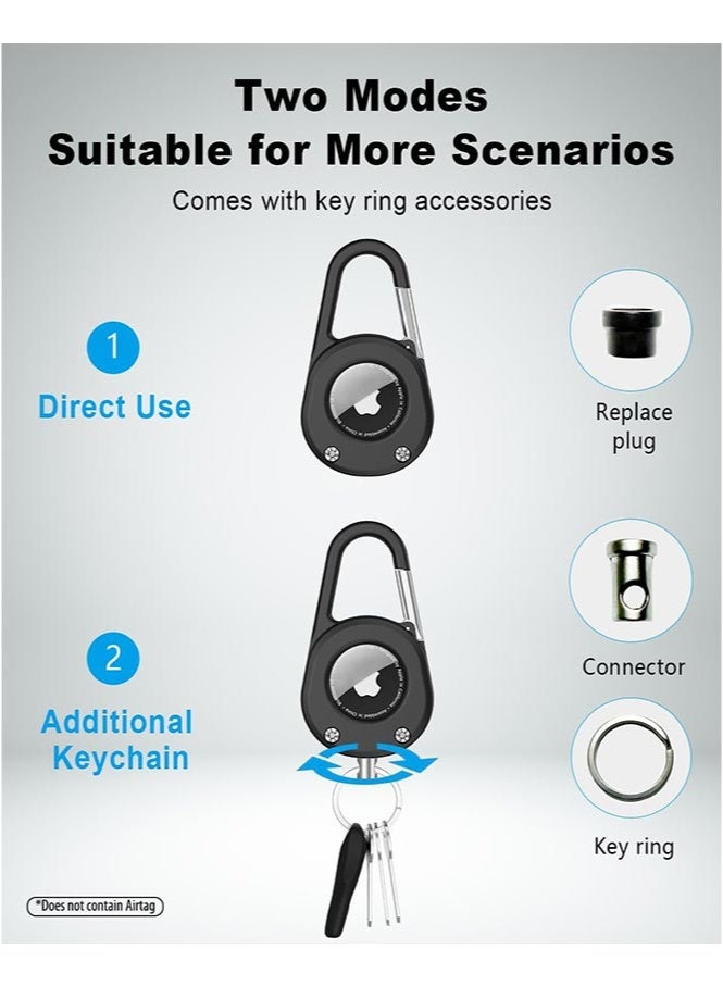 HL-Tech Air Tag Keychain with Carabiner,Thick Hard PC Air Tag Holder,IPX8 Waterproof,Secure Lock,Universal Wheel Key Chain - Image 3