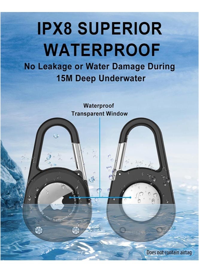 HL-Tech Air Tag Keychain with Carabiner,Thick Hard PC Air Tag Holder,IPX8 Waterproof,Secure Lock,Universal Wheel Key Chain - Image 4